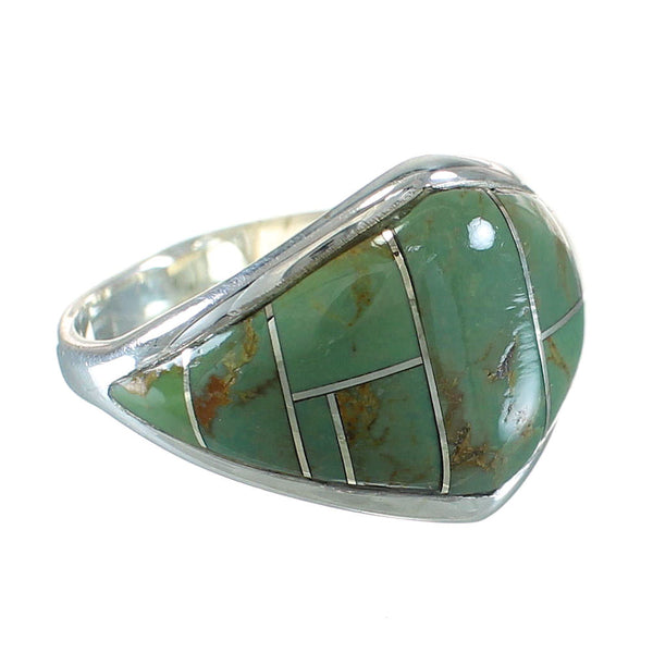 Genuine Sterling Silver Turquoise Inlay Ring Size 8 AX88551